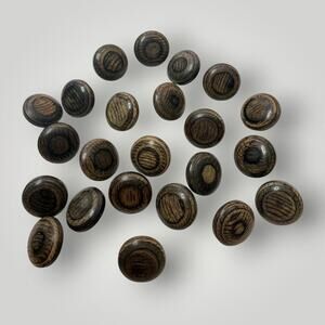 Lot of 23 Vintage Wooden Shank Buttons Domed Wood Grain Sewing Craft
